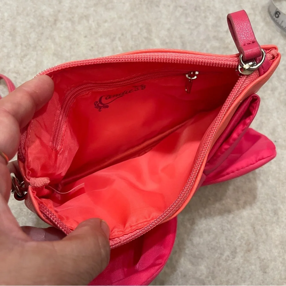 Candies Y2K 2000’s Fashion Bow Wristlet Zip Pouch Pink and Peach